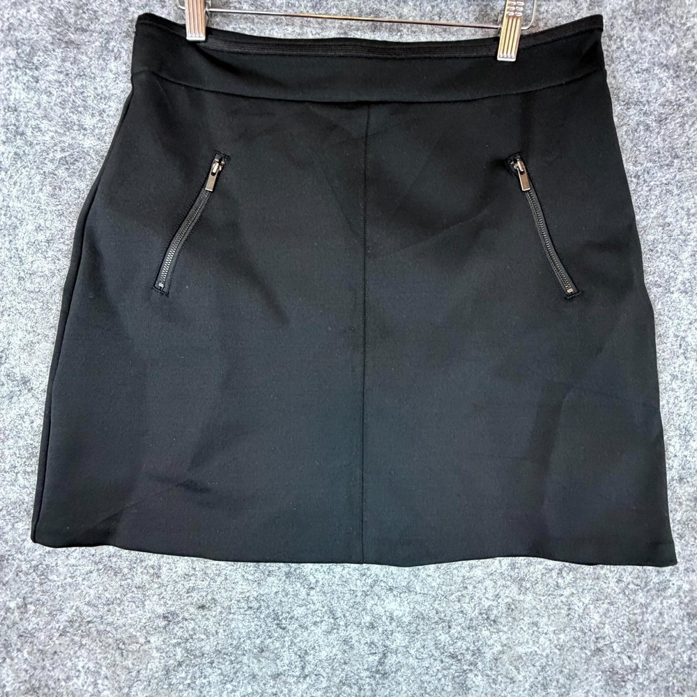 Banana Republic Mini Skirt Womens 6 Black Nylon Stretch Zip‎ Pockets Office Wear